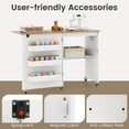thumbnail image 6 of Costway Folding Sewing Table Rolling Craft Station with 3 Storage Bins & Charging Station White+natural, 6 of 12