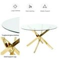 thumbnail image 2 of Sumdeal 47" Modern Round Glass Dining Table Room Sets for 4,Dining Table with 4 Velvet Dining Chairs,Black Table and 4 Gray Velvet with Golden Leg, 2 of 7