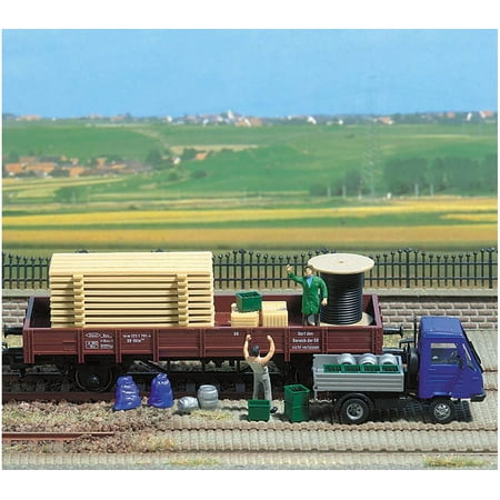 Busch HO Scale Freight Loads Pallets Crates Barrels Model Train Scenery