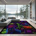 thumbnail image 2 of ODIKA 8'x10' Washable Area Rug Vibrant Abstract Horror Themed Design Eclectic Mix of Gothic Symbols and Pop Art for Dining Room, Large Office, Lounge, Non-Slip Chair-Friendly Mat, 2 of 7