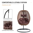 thumbnail image 5 of Ciphrias Egg Swing Chair with Stand 79" Hanging Basket Chair Brown Metal Frame with Cushion and Pillow for Patio Balcony Garden, 5 of 8