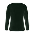thumbnail image 4 of Velvet Tops for Women, Long Sleeve Round Neck Blouse Shirt, Solid Velour Pullover Dressy Casual Tee Trendy Fall Tops Green 3XL, 4 of 6