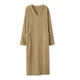 thumbnail image 3 of Jopfuhed Womens V-Neck Fleece Robes Fluffy Plush Bathrobe Long Housecoat with Pockets Winter Warm Cozy Loungewear Sleepwear, 3 of 7