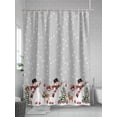thumbnail image 5 of Grey Christmas Long Shower Curtain Set, Waterproof Shower Curtains for Bathroom, Snowman Snowflake Xmas Tree Ball Elk Washable Fabric Cloth Bath Curtain for Bathtub Decoration with Hooks 72x84 Inches, 5 of 6