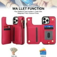 thumbnail image 4 of Wallet Case for Apple iPhone 13 Pro Max, with Crossbody Shoulder Strap & Hand Wrist Cards Holder Zipper Pocket Stand Feature Full Protective Shockpoof Phone Case for iPhone 13 Pro Max, Red, 4 of 8