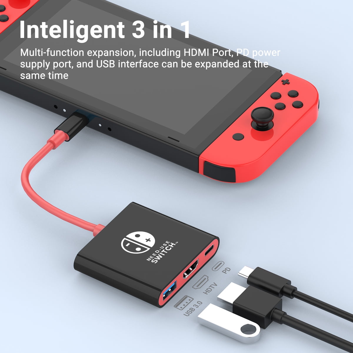 DOONJIEY Portable Switch TV Dock Station 3 in 1 USB-C Hub with 4K HDTV,USB3.0,PD 100W Ports for Nintendo Switch/OLED Steam Deck Mac Pro