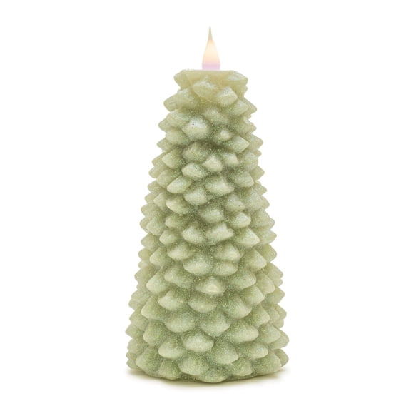 Melrose LED Lighted Pine Tree Glittered Christmas Candles - 8" - Green