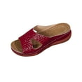 thumbnail image 2 of Viluyesy Women's Wedge Sandals, Soft Sole Arch Support Open Toe Trendy Comfortable Slip-On Slides Shoes Red, 2 of 9