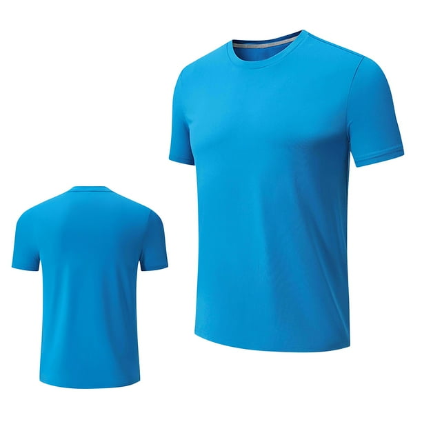 Camisas de Manga Corta para Hombre Color Sólido Deportes Top Blusa de Cuello Redondo, Casual para Al Aire Libre Y Uso Diario