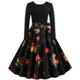 thumbnail image 2 of Moda mujer otoño Navidad cuello redondo estampado suelto cómodo vestido de manga larga Fridja nbo2017, 2 of 6