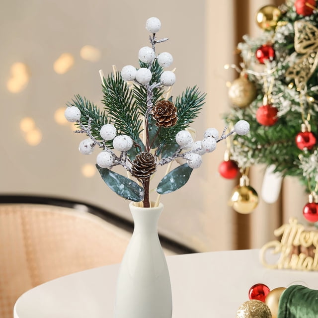 Artificial Christmas Branches and Cones Set - Natural Style Greenery Decor for Wall, Mantle & Holiday Scene Props