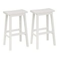 thumbnail image 1 of PJ Wood Saddle-Seat 29 Inch Kitchen and Bar Counter Stool, White, Set of 2, 1 of 10