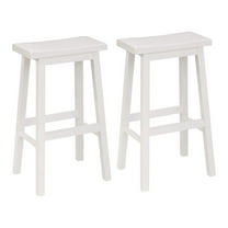 PJ Wood Saddle-Seat 29 Inch Kitchen and Bar Counter Stool, White, Set of 2
