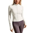 thumbnail image 2 of ZHOGXU Women's Yoga Coat Long Sleeve Solid Color Zipper Slim Fit Stretchy Lightweight Comfortable Jacket For Casual Daily Wear Beige L, 2 of 4