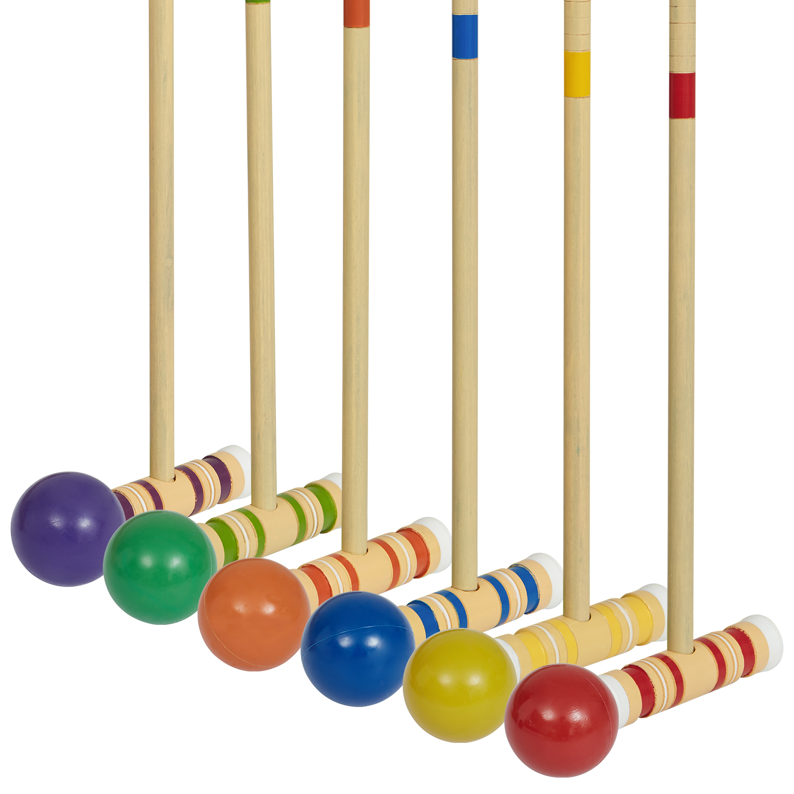 Outdoor Game Kids Croquet Set with 32inch Wooden Mallets, Colored Balls and Carrying Bag for