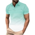 thumbnail image 2 of Golf Shirts for Men Short Sleeve Button Collared Tshirts Shirt Mens Casual Gradient Printed Pullover Slim Breathable Athletic Workout Tees Tops, 2 of 5