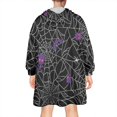 thumbnail image 2 of Wearable Oversized Blanket,Halloween Spider Web with Purple Icons Wearable Blanket Hoodie for Adults,Cozy Hooded Blankets with Super Pockets,Super Warm Fuzzy Pullover for Women & Men, 2 of 6