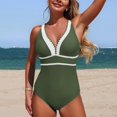 thumbnail image 2 of Tsesme Women’s One Piece Swimsuit Color Block Bathing Suit Deep V-Neck Push up Slimming Swimwear, 2 of 5