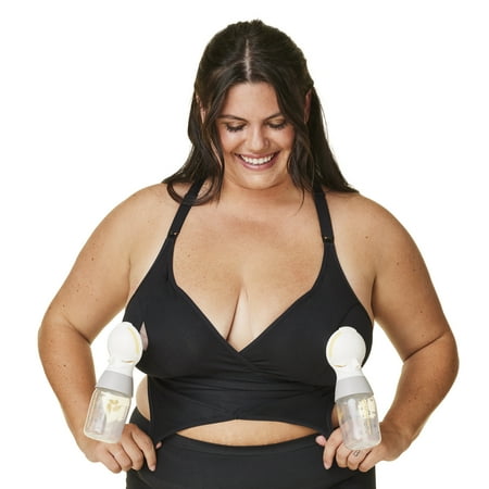 BRAVADO! DESIGNS 2-in-1 Pumping & Nursing Bra Hands Free for Maternity & Breastfeeding  Black  Small Plus