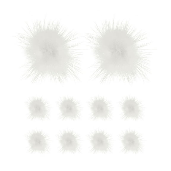 Uxcell 10-Pack Faux Fur Pom Poms, 1 Inch/ 2.5 cm Soft Fluffy PomPoms Balls Faux Mint Fur with Elastic Loop Mini for DIY[White]