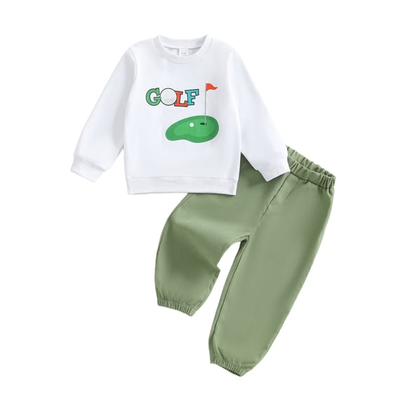 BemeyourBBs Baby Boy Golf Outfits Long Sleeve Golf Print Sweatshirt Pants