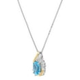 thumbnail image 3 of Duet Sterling Silver with 10kt Yellow Gold Oval Simulated Blue Topaz and Diamond Accent Pendant, 3 of 4