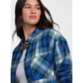 thumbnail image 4 of No Boundaries Plaid Flannel Shirt with Long Sleeves, Women's XXS-XXL, 4 of 5