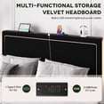 thumbnail image 3 of Einfach Full Size Lift Up Hydraulic Bed Frame, Upholstered Velvet Storage Headboard Platform Bed with LED Light and Built-in Charging Station, Black, 3 of 9