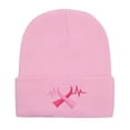 thumbnail image 2 of Summer Hot Sales Under $5 Pink Winter Skull Cap GIJNRIUIUA Breast Cancer Awareness Ribbon Embroidered Long Beanie Muslim Hat Women, 2 of 4