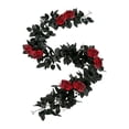 thumbnail image 2 of Halloween Black Rose Garland 78.7 In Gothic Artificial Vine with Red Roses and Berries Spooky Season Mantel Door Decor for Home Party, 2 of 7