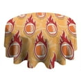 thumbnail image 4 of Orange Flaming Footballs Pattern Round Tablecloth 60"x60",Wrinkle Wipeable Table Cloth for Kitchen Dining Room Picnic Patio Party, 4 of 6
