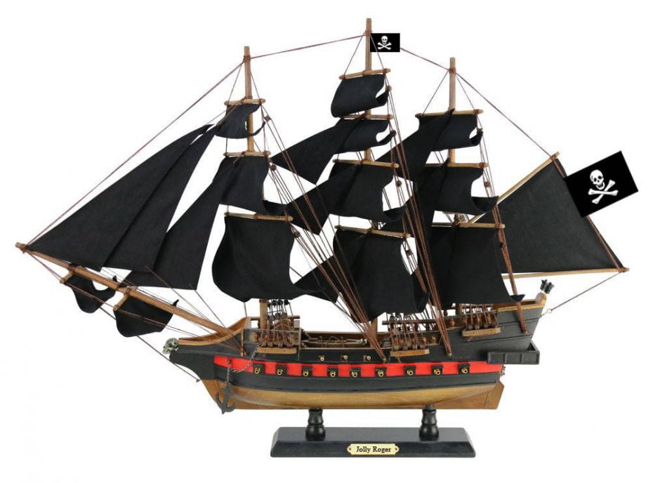Wooden Captain Hook's Jolly Roger Black 