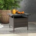 thumbnail image 2 of Patiojoy Outdoor Wicker Table Rattan Coffee Table w/ Umbrella Insert Hole PE Tabletop & Sturdy Metal Frame, 2 of 9