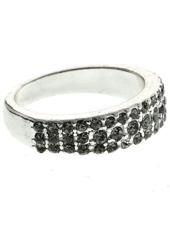 Crystal Sized-Ring Silver-Tone Size 9.00