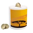 thumbnail image 2 of Safari Piggy Bank, Wildlife AnimalsSun Beams Trees Print Art, Ceramic Coin Bank Money Box for Cash Saving, 3.6" X 3.2", Earth Yellow Dark Brown, by Ambesonne, 2 of 4