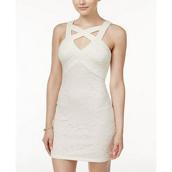 Crystal Doll Juniors Lace Crisscross Bodycon Dress Size 3