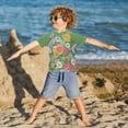 thumbnail image 3 of FORMRS Boys Rash Guard with Short Sleeves UPF 50+ Swim Shirts Sizes 3-12T, Floral Pattern, 3 of 6