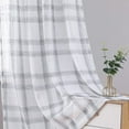 thumbnail image 6 of Buffalo Plaid Curtains Linen Checked Curtain Drapes Semi-Sheer Rustic Window Treatment Sets Farmhouse Panels for Living Room Bedroom Kitchen French Door, 52" W x 95" L,Grey,2 Panels, 6 of 7