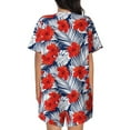 thumbnail image 3 of Naloa Leaves And Flowers Women's Short-Sleeved Pajama Set, Loungewear, Summer pajamas, Breathable Cozy - Small, 3 of 9