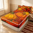 thumbnail image 3 of Erosebridal Autumn Pumpkin Zipper Twin Comforter Sets with Fitted Sheet and 2 Pillowcases, Retro Cottage Zipper Bedding Set for Boys Girls, Orange Dark Green, Black Reversible, 3 of 7