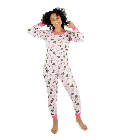 Leveret Womens 2 Piece Pajamas Top & Bottom 100% Cotton Llama (Size X-Small)