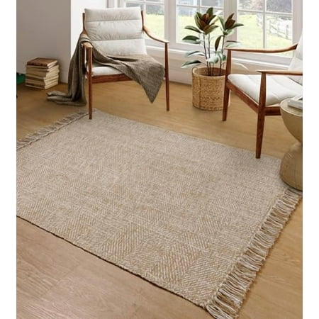 Comfy Area Rug 4 x 6 Tan/Cream Woven Cotton Bedroom Rugs Modern Indoor Accent Rug Floor Carpet with Tassel for Living Room Nursery Room Dining Room Bedside Office Patio Decor Comfy Area Rug 4 x 6 Tan/Cream Woven Cotton Bedroom Rugs Modern Indoor Accent Rug Floor Carpet with Tassel for Living Room Nursery Room Dining Room Bedside Office Patio Decor