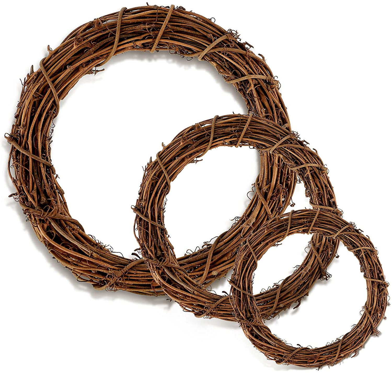 12 Natural Grapevine Twig Wreath DIY Wedding Decorations - Brown