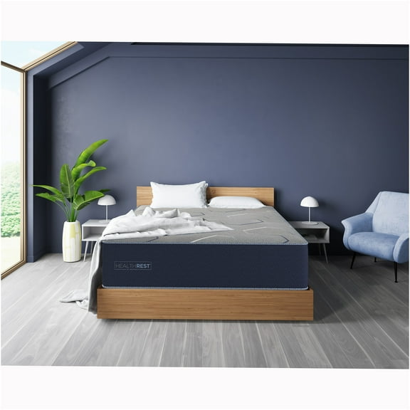 JERFIT Navy Blue Foam Mattress with Dual Cooling Technology，XL Mattress