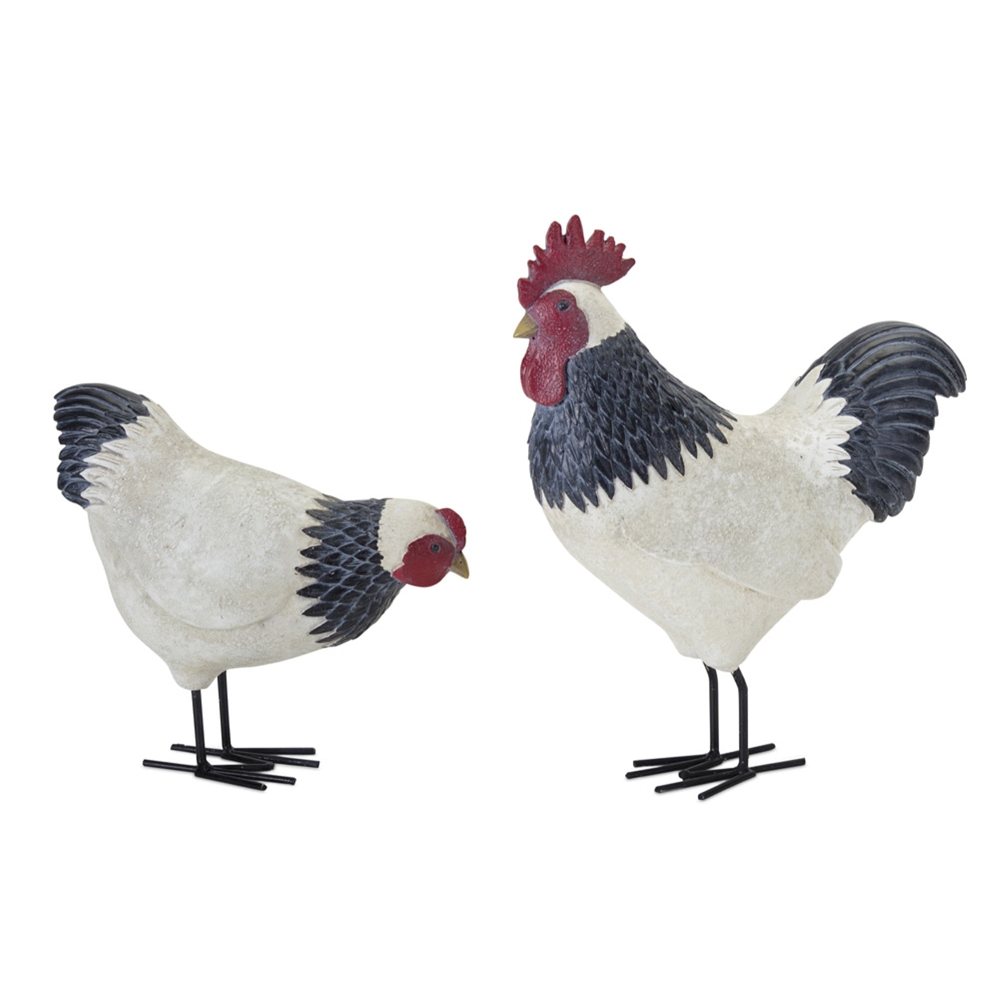 Chicken (Set of 2) 8"H, 12"H Resin/Metal