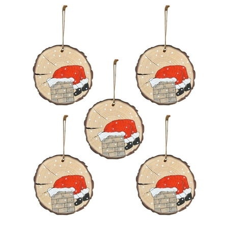 

Mittory Lovely Christmas Round Wooden Hanging Animal Print Pendant