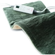 Sunbeam Heating Pad for Fast Pain Relief | X-Large, King XpressHeat, 6 Heat Settings with Auto-Shutoff | Green, 12 x 24 Inch, X-Large