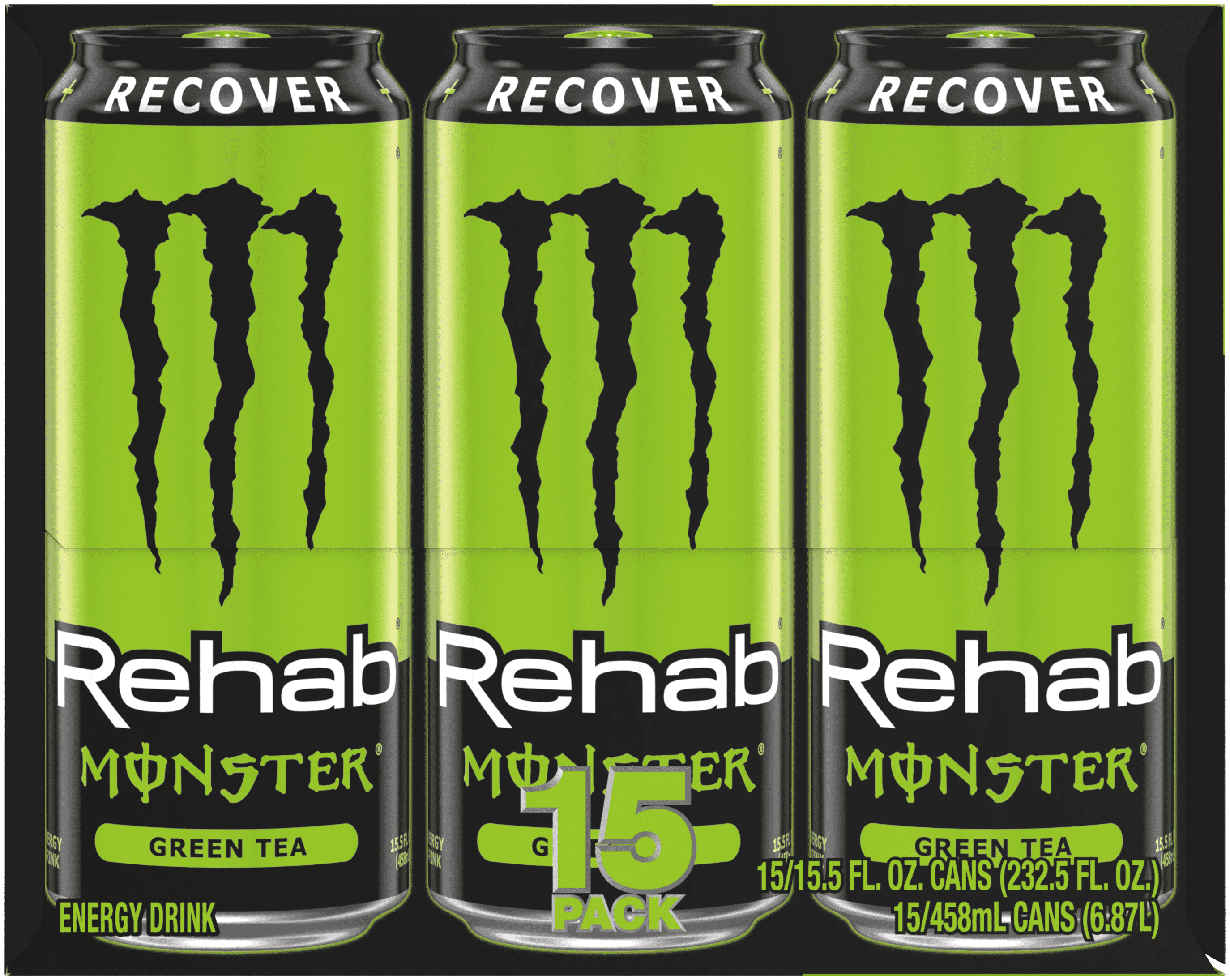 Monster Rehab Green Tea + Energy Drink, 15 Pack - 15.5 fl oz Cans