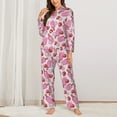 thumbnail image 2 of Daiia Strawberry Popsicle for Women's Long-Sleeved Pajama Set – Soft & Comfortable Sleepwear Button-Up Pajamas Cozy Lounge Wear-X-Large, 2 of 7