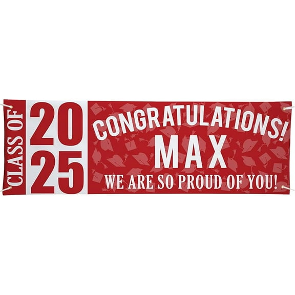Let's Make Memories Personalized Graduation Banner Class of 2025 - Graduation Party Decorations - Congratulations Banner - Indoor/Outdoor Vinyl - Best in Class - Red - 6 ft.